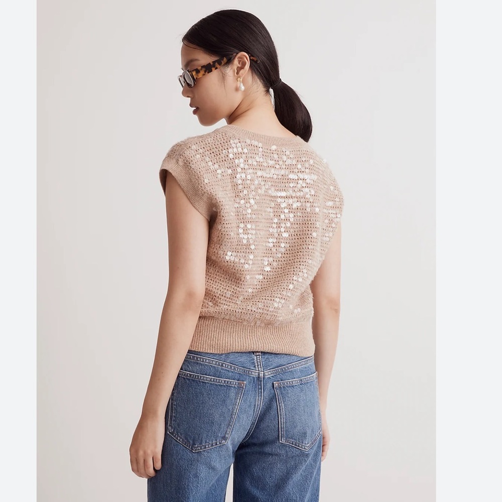 Madewell Sequin-Embellished Sweater Vest - Picture 1 of 16